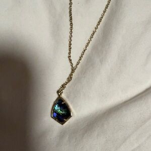 Kendra Scott Gold Necklace with Dark Iridescent Pendant